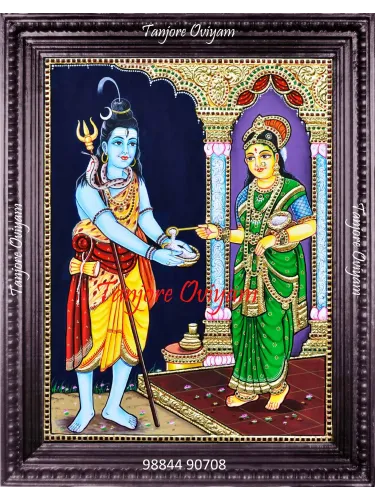 Annapurna mata and Shiva Tanjore Painting
